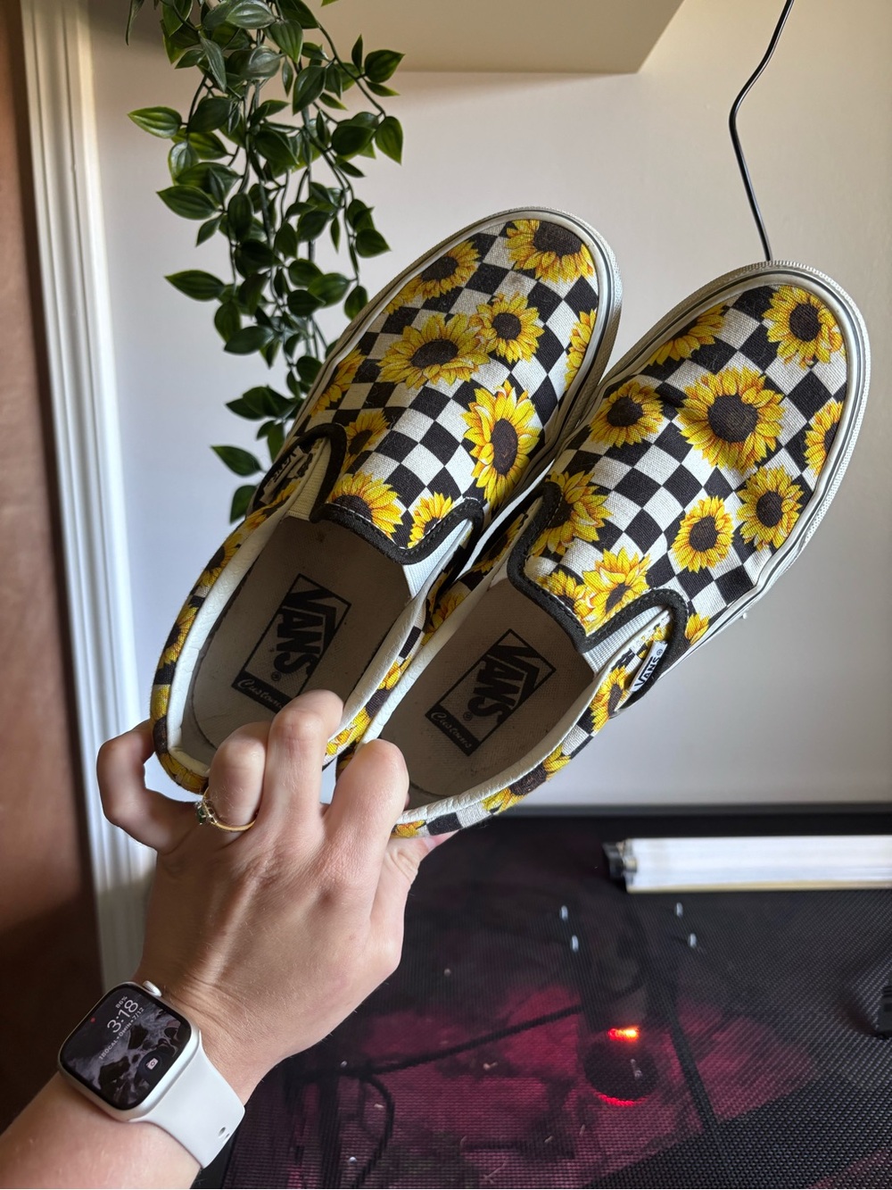 Custom sunflower checker board vans